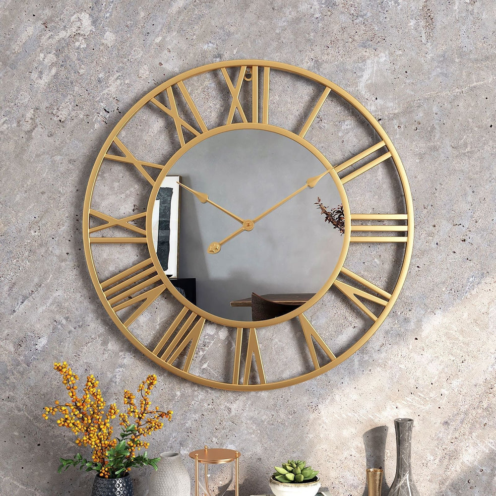 Vintage Wall Clock | Mirrored Roman Numeral Design