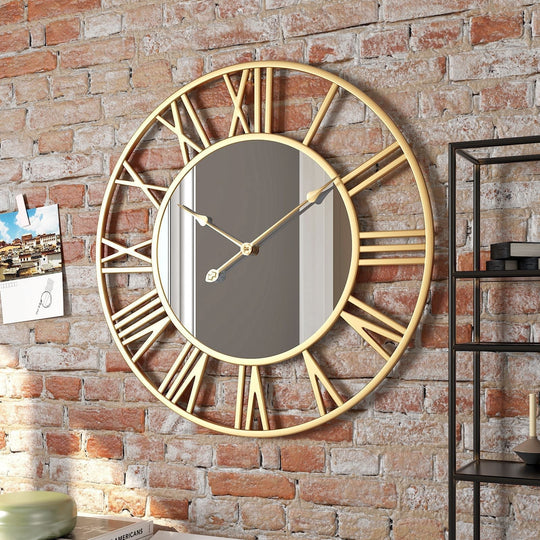 Vintage Wall Clock | Mirrored Roman Numeral Design