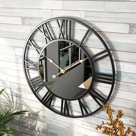 Vintage Wall Clock | Mirrored Roman Numeral Design
