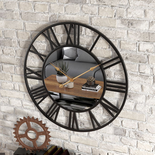 Vintage Wall Clock | Mirrored Roman Numeral Design