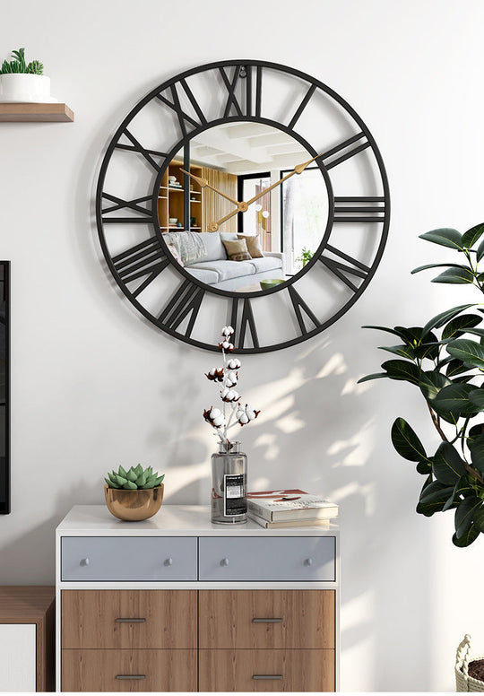 Vintage Wall Clock | Mirrored Roman Numeral Design