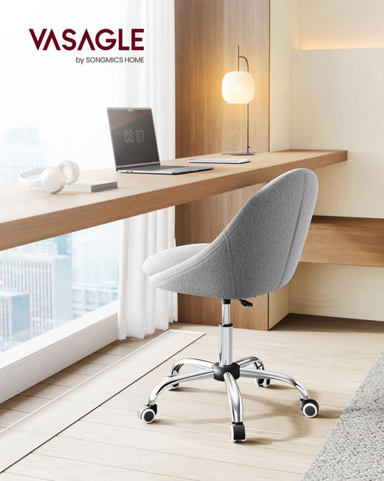 Swivel Vanity Chair | Wheeled Accent Chair With Backrest