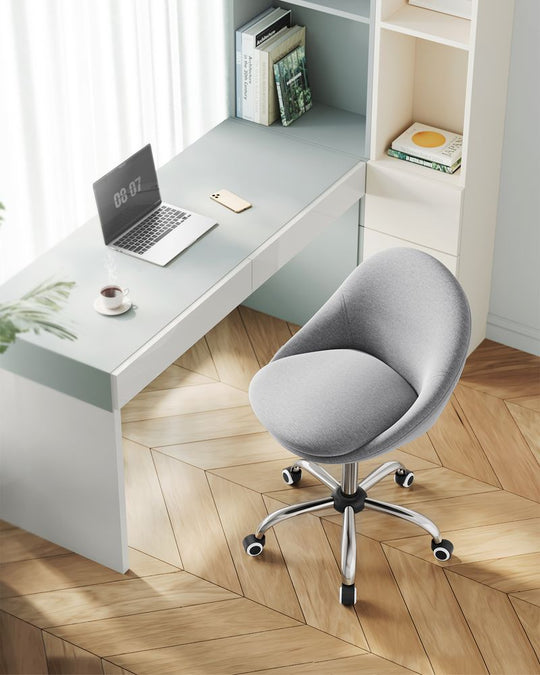 Swivel Vanity Chair | Wheeled Accent Chair With Backrest