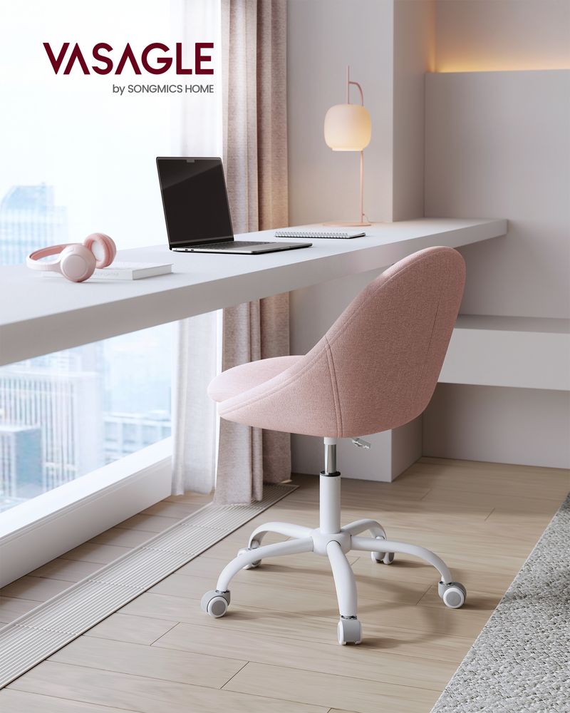 Swivel Vanity Chair | Wheeled Accent Chair With Backrest