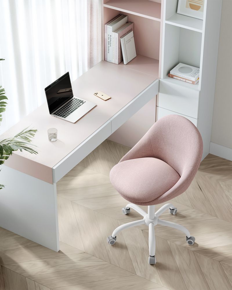 Swivel Vanity Chair | Wheeled Accent Chair With Backrest
