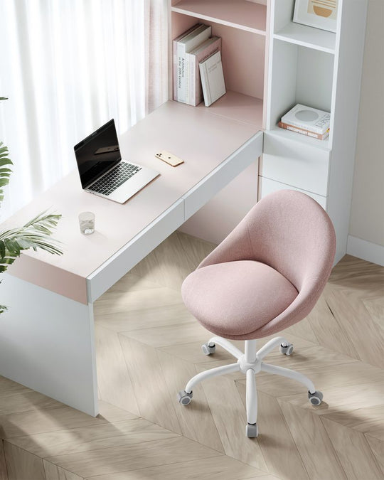 Swivel Vanity Chair | Wheeled Accent Chair With Backrest