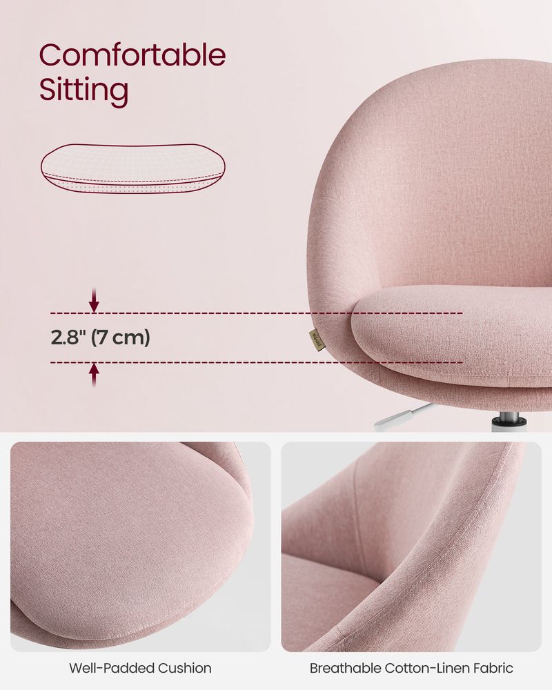 Swivel Vanity Chair | Wheeled Accent Chair With Backrest