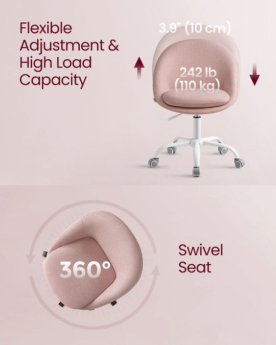 Swivel Vanity Chair | Wheeled Accent Chair With Backrest