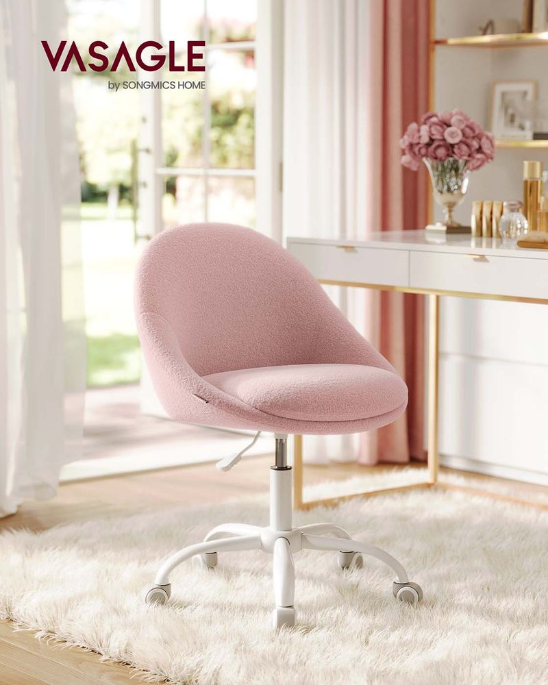 Swivel Vanity Chair | Wheeled Accent Chair With Backrest