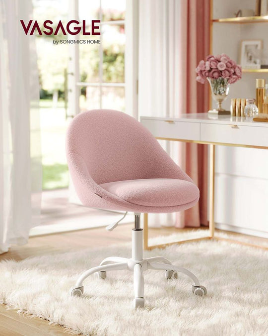 Swivel Vanity Chair | Wheeled Accent Chair With Backrest