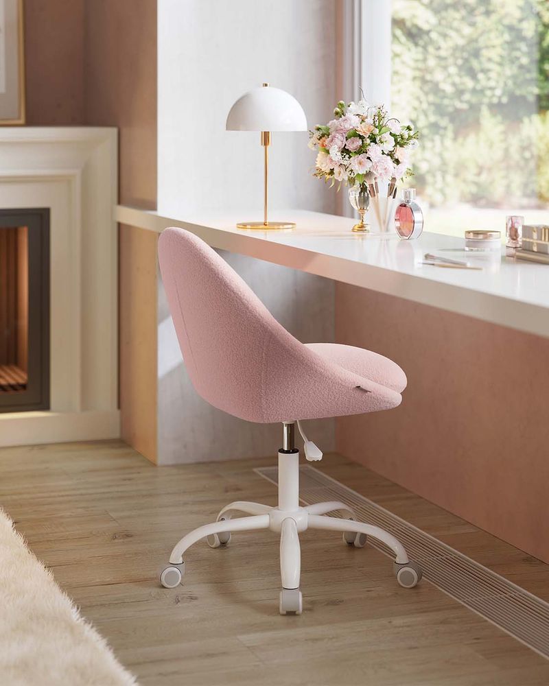 Swivel Vanity Chair | Wheeled Accent Chair With Backrest