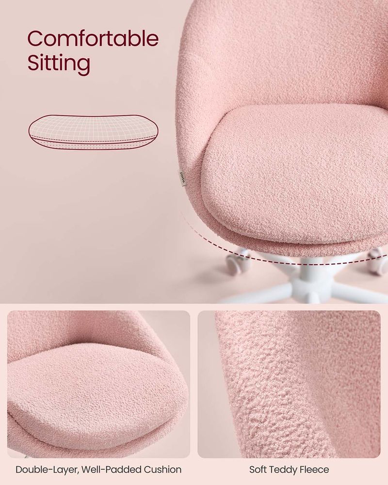 Swivel Vanity Chair | Wheeled Accent Chair With Backrest