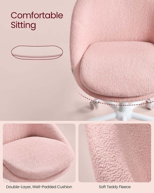 Swivel Vanity Chair | Wheeled Accent Chair With Backrest