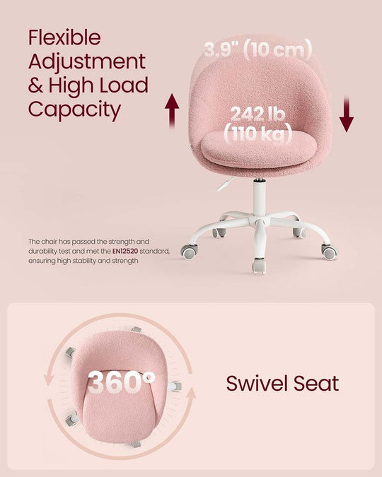 Swivel Vanity Chair | Wheeled Accent Chair With Backrest