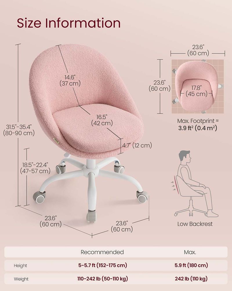 Swivel Vanity Chair | Wheeled Accent Chair With Backrest