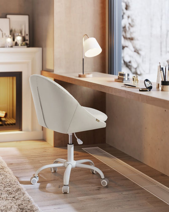 Swivel Vanity Chair | Wheeled Accent Chair With Backrest