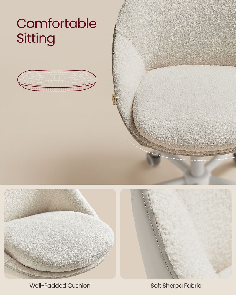 Swivel Vanity Chair | Wheeled Accent Chair With Backrest