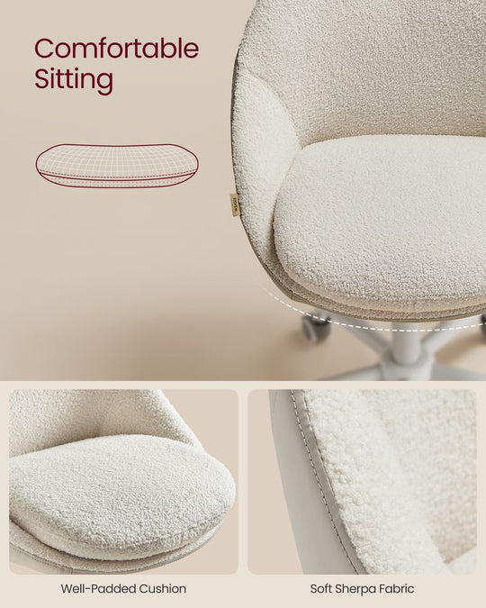Swivel Vanity Chair | Wheeled Accent Chair With Backrest
