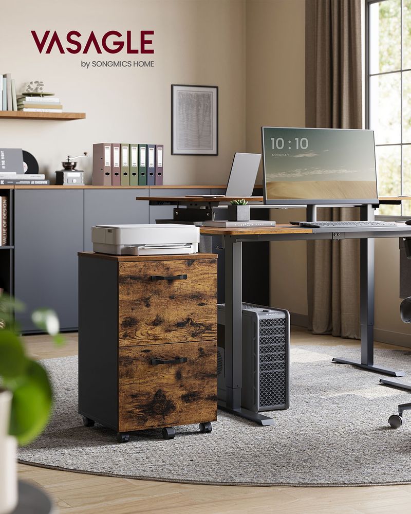 Rolling File Cabinet | Lockable Two Drawer Under Desk Storage