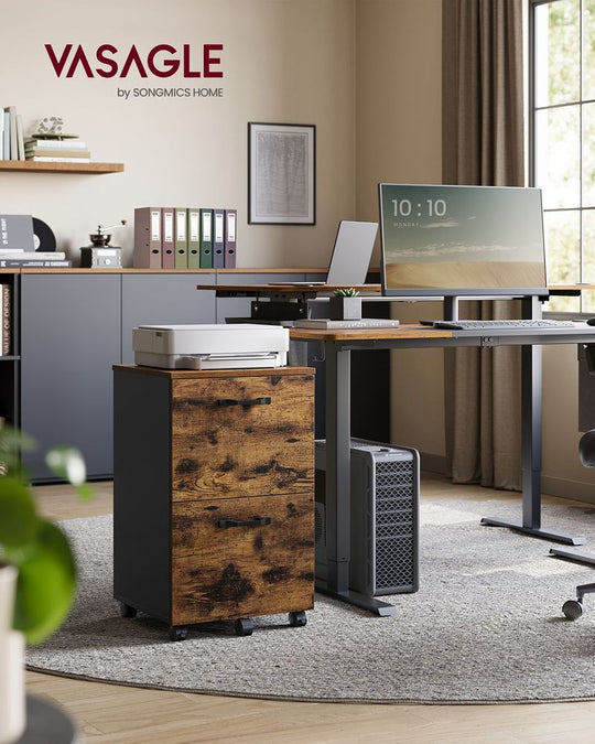 Rolling File Cabinet | Lockable Two Drawer Under Desk Storage