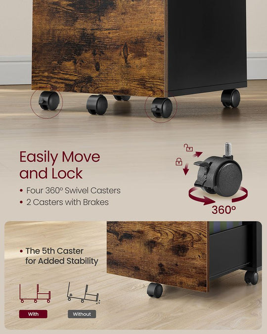 Rolling File Cabinet | Lockable Two Drawer Under Desk Storage