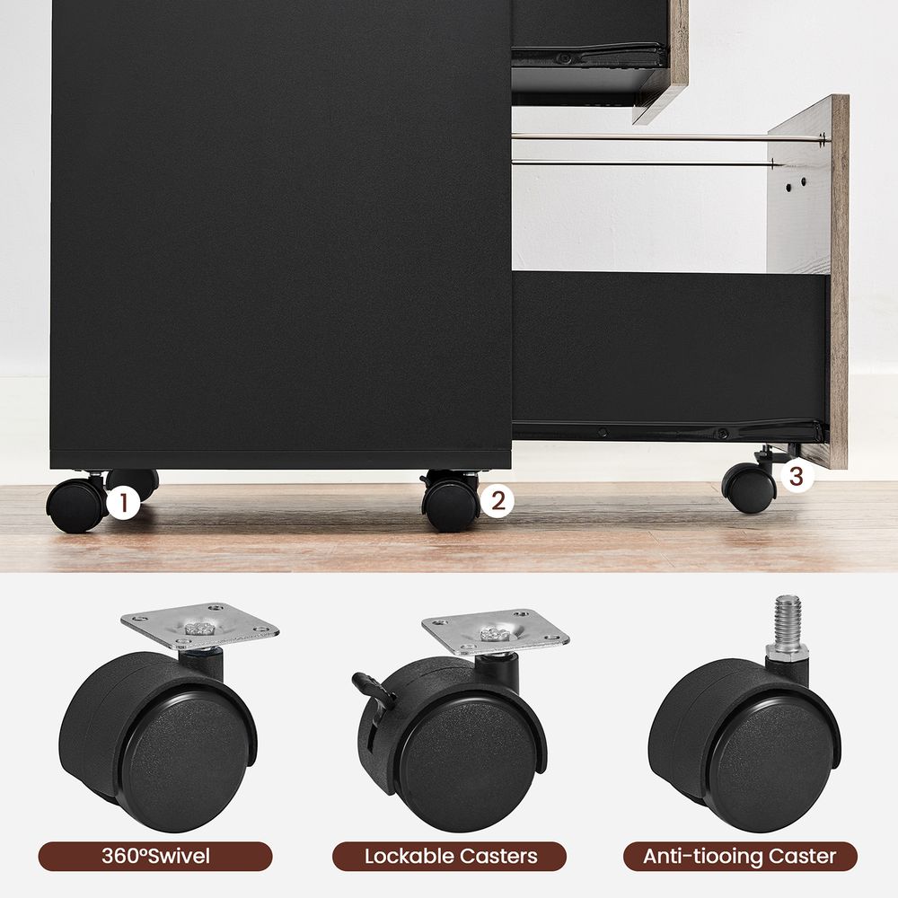 Rolling File Cabinet | Lockable Two Drawer Under Desk Storage