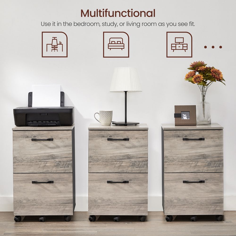 Rolling File Cabinet | Lockable Two Drawer Under Desk Storage