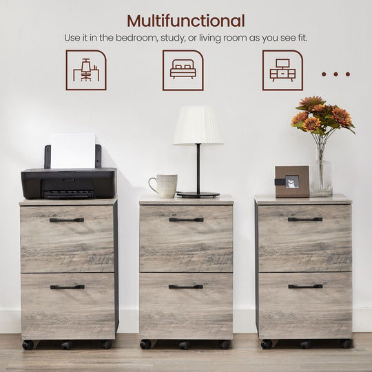Rolling File Cabinet | Lockable Two Drawer Under Desk Storage