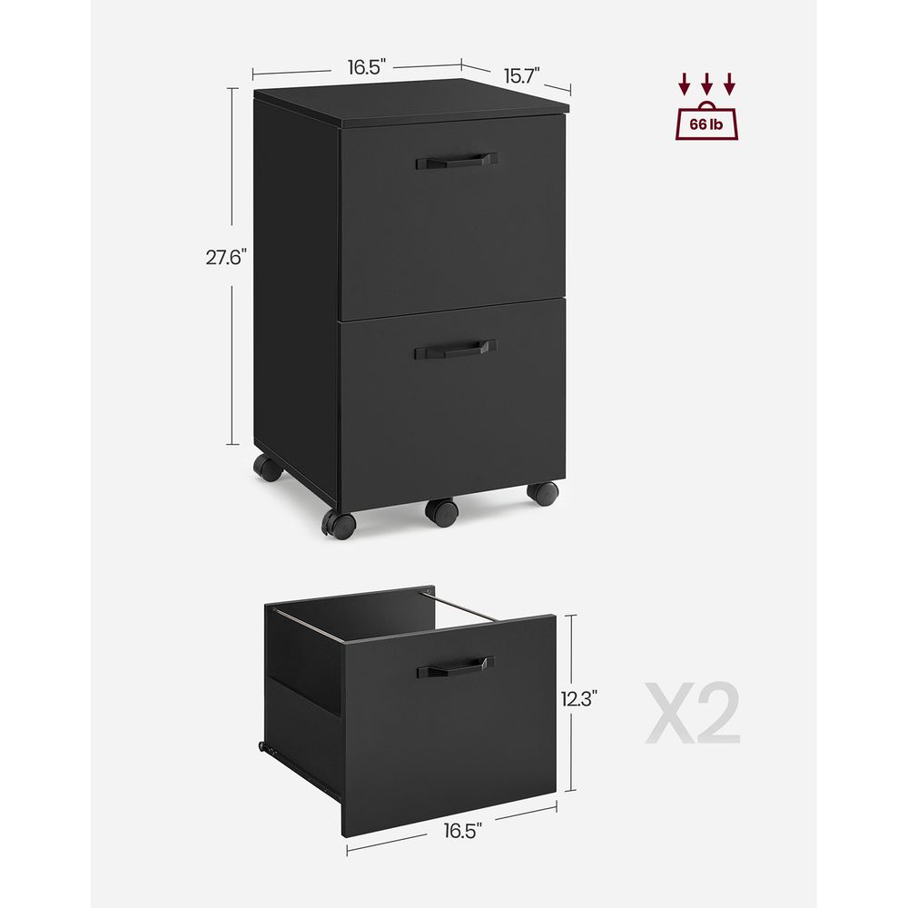 Rolling File Cabinet | Lockable Two Drawer Under Desk Storage
