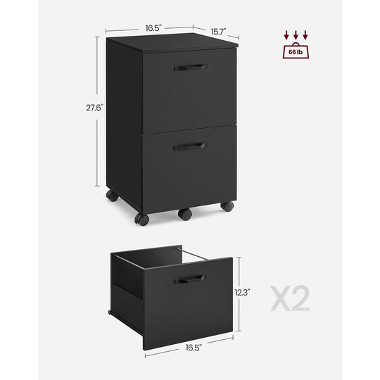 Rolling File Cabinet | Lockable Two Drawer Under Desk Storage