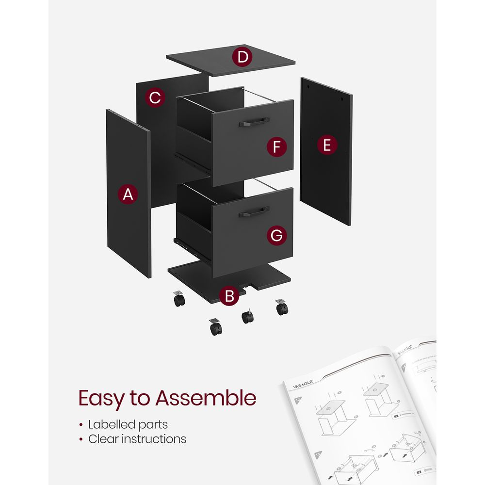 Rolling File Cabinet | Lockable Two Drawer Under Desk Storage