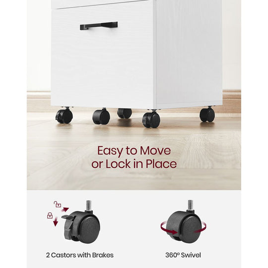 Rolling File Cabinet | Lockable Two Drawer Under Desk Storage
