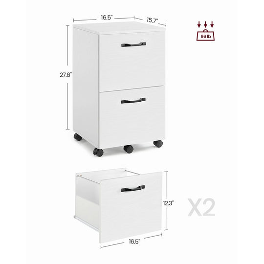 Rolling File Cabinet | Lockable Two Drawer Under Desk Storage
