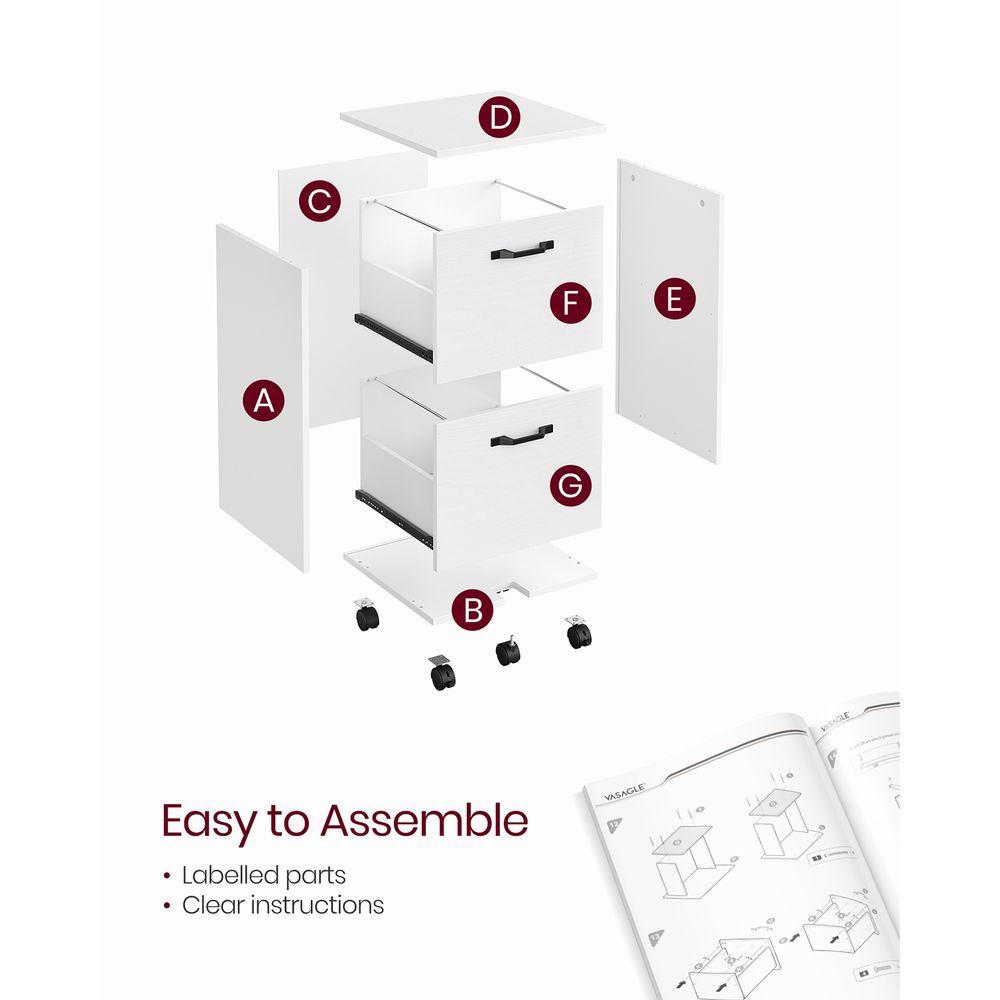 Rolling File Cabinet | Lockable Two Drawer Under Desk Storage