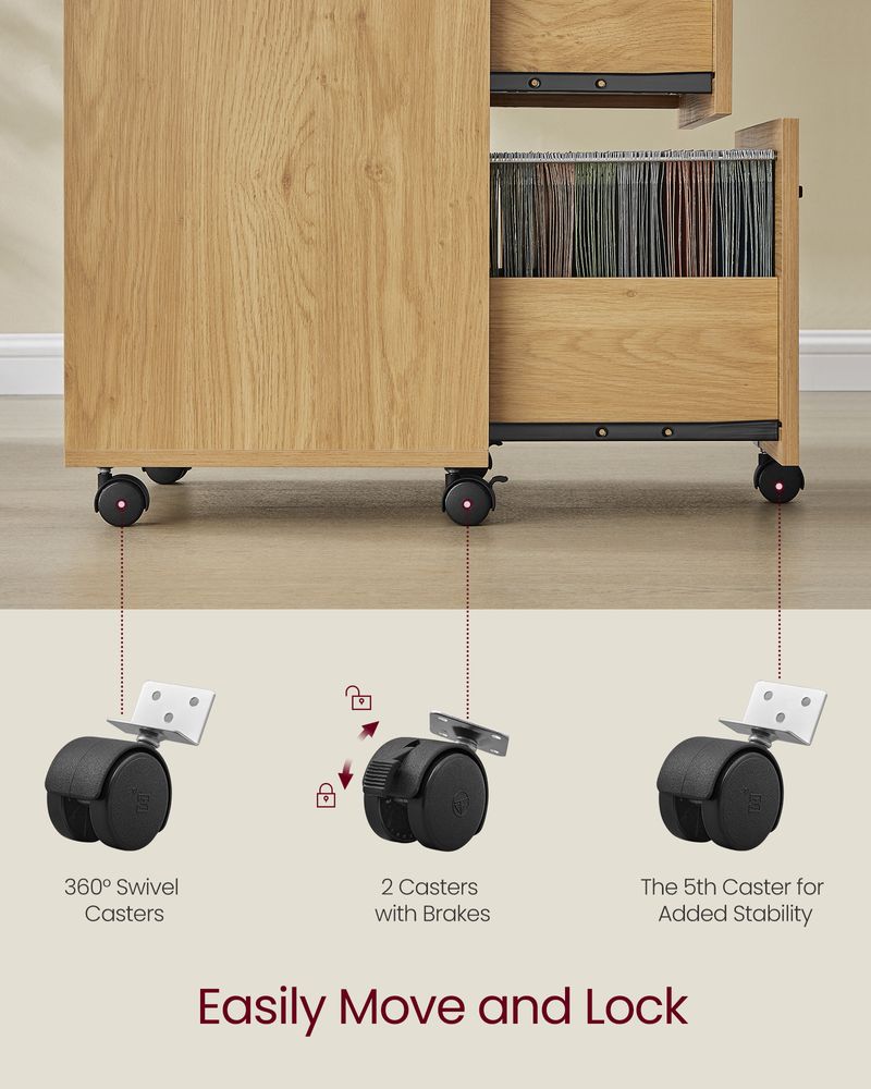 Rolling File Cabinet | Lockable Two Drawer Under Desk Storage