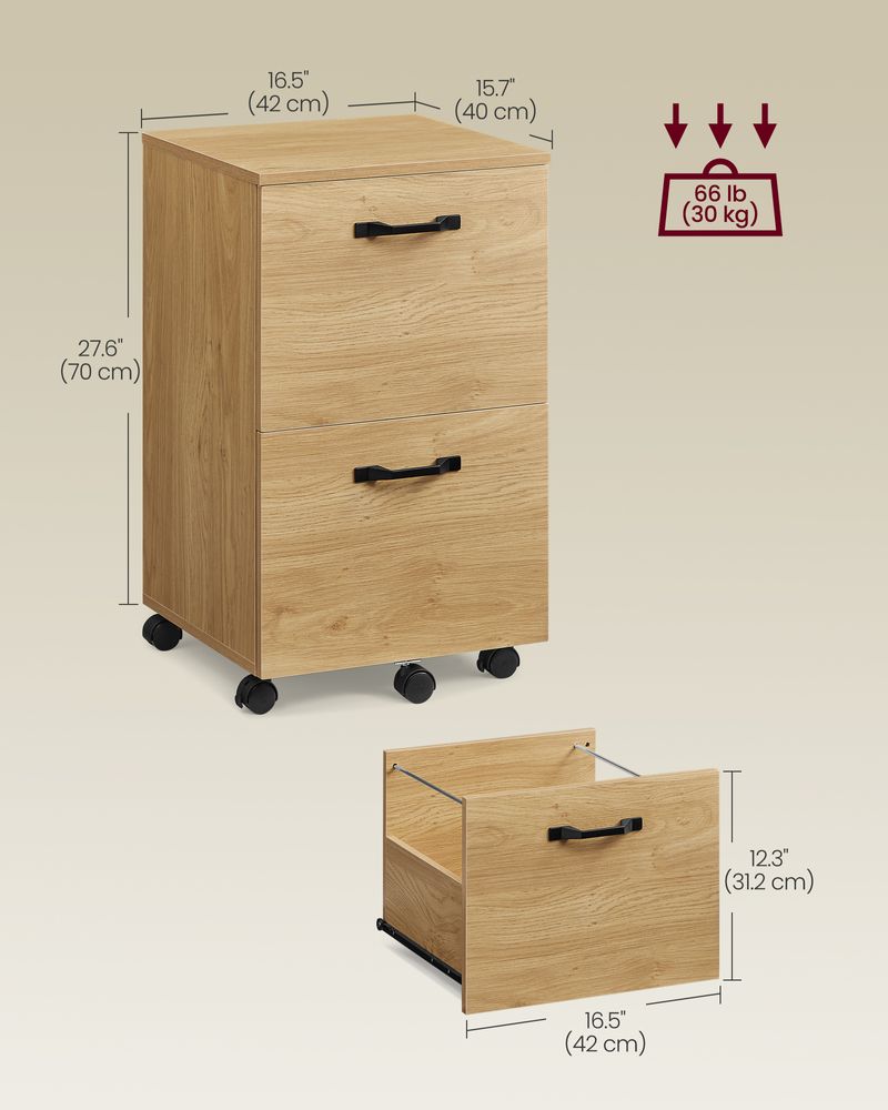 Rolling File Cabinet | Lockable Two Drawer Under Desk Storage