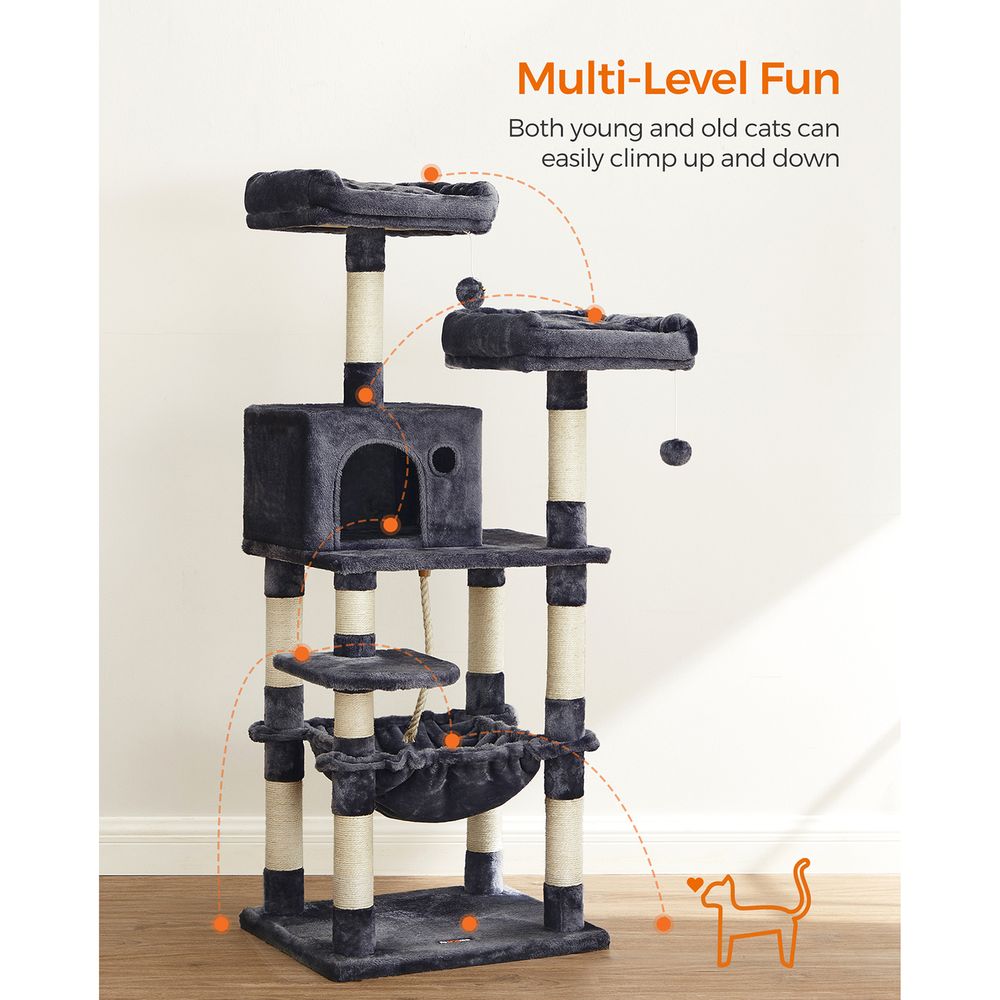 Cat Tree Tower | Scratching Posts With Hammock and Perch