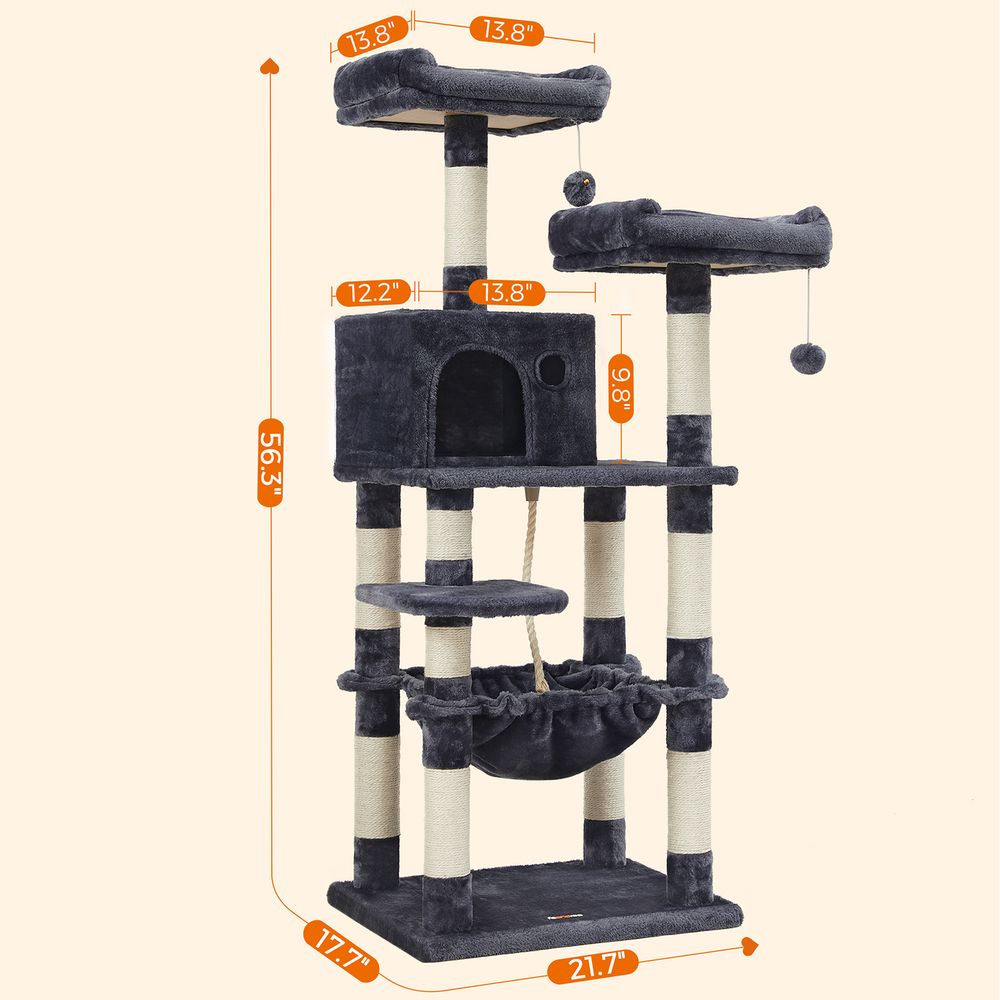 Cat Tree Tower | Scratching Posts With Hammock and Perch