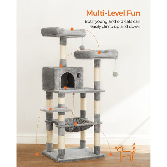 Cat Tree Tower | Scratching Posts With Hammock and Perch