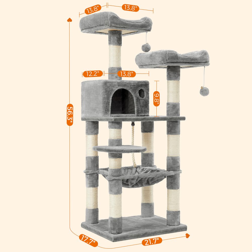 Cat Tree Tower | Scratching Posts With Hammock and Perch