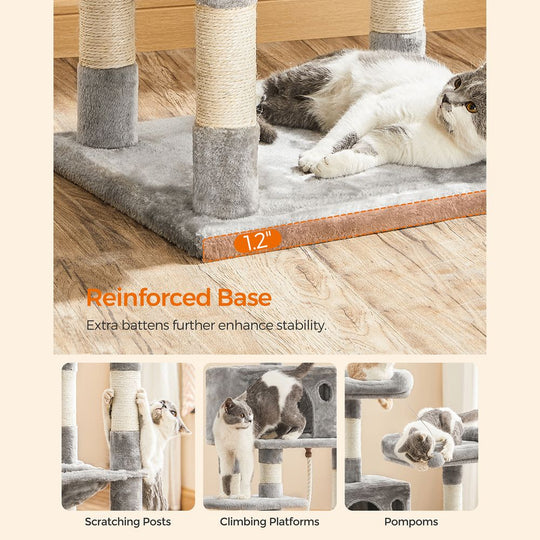 Cat Tree Tower | Scratching Posts With Hammock and Perch