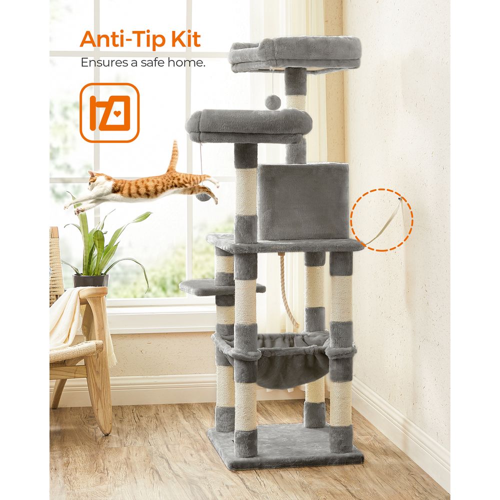 Cat Tree Tower | Scratching Posts With Hammock and Perch