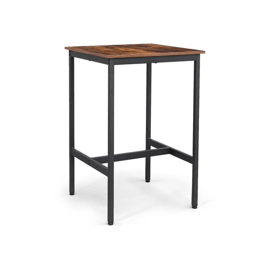 Square High Top Bar Table | Industrial Pub Table With Footrest