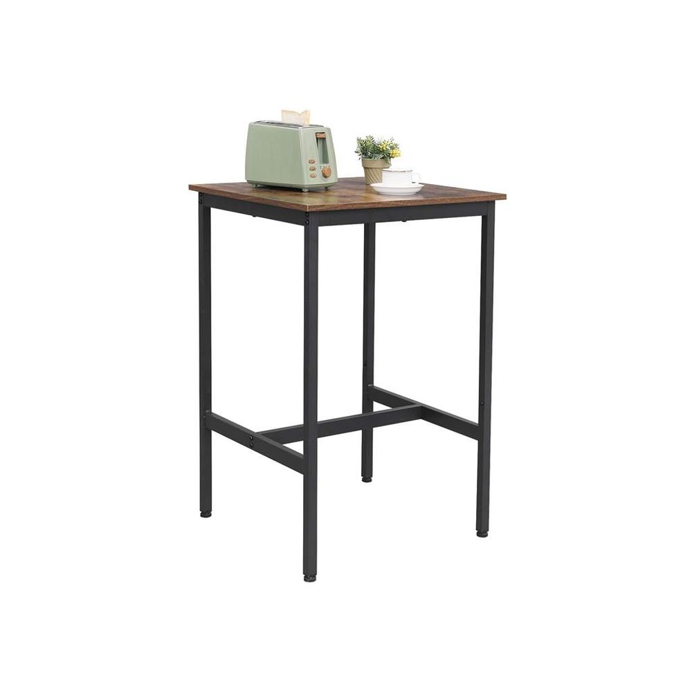 Square High Top Bar Table | Industrial Pub Table With Footrest