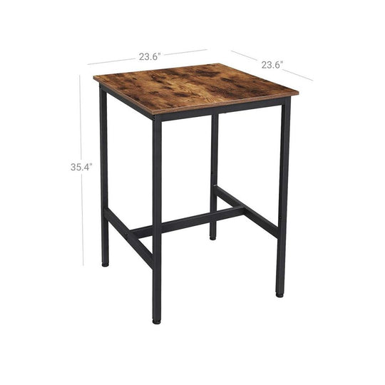 Square High Top Bar Table | Industrial Pub Table With Footrest