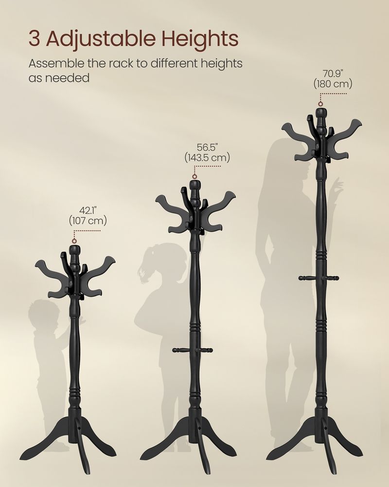 Wood Coat Rack | Freestanding 11-Hook Entryway Stand