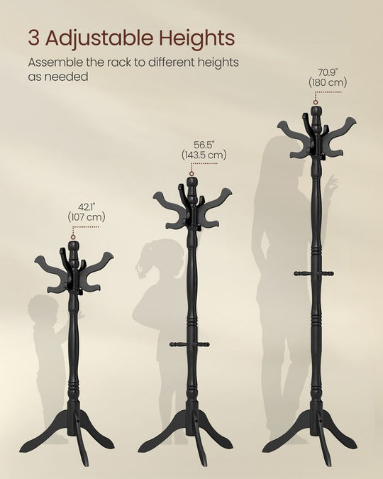 Wood Coat Rack | Freestanding 11-Hook Entryway Stand