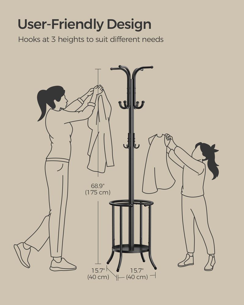 Coat Rack With Umbrella Holder | Freestanding Entryway Stand