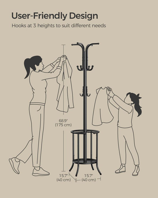 Coat Rack With Umbrella Holder | Freestanding Entryway Stand