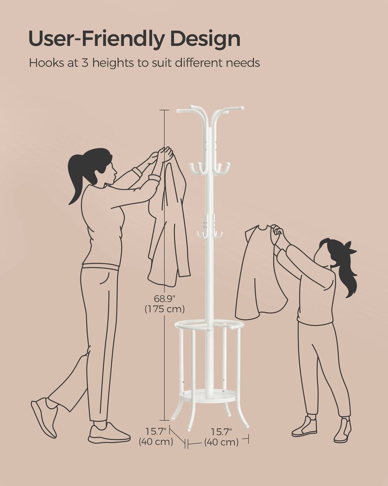 Coat Rack With Umbrella Holder | Freestanding Entryway Stand